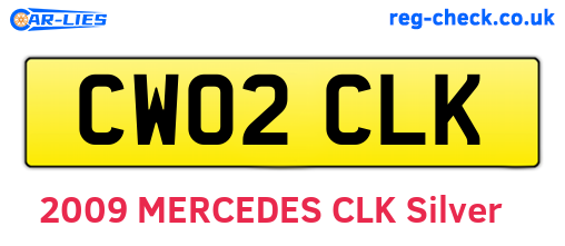 CW02CLK are the vehicle registration plates.