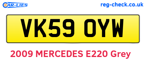 VK59OYW are the vehicle registration plates.