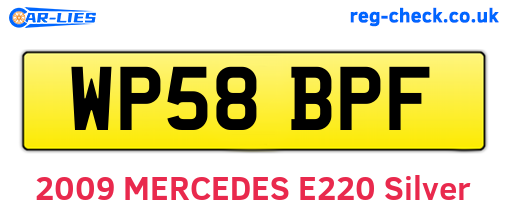 WP58BPF are the vehicle registration plates.