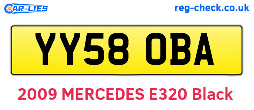 YY58OBA are the vehicle registration plates.