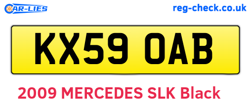 KX59OAB are the vehicle registration plates.
