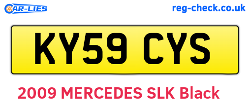 KY59CYS are the vehicle registration plates.