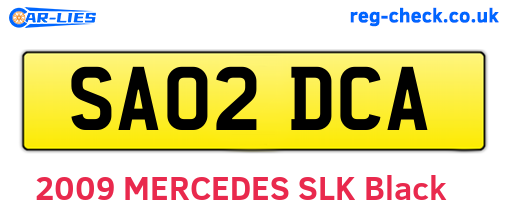 SA02DCA are the vehicle registration plates.