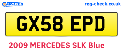 GX58EPD are the vehicle registration plates.