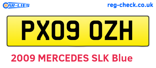 PX09OZH are the vehicle registration plates.