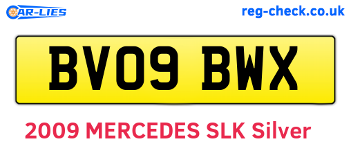 BV09BWX are the vehicle registration plates.
