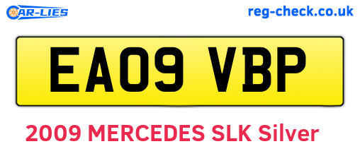 EA09VBP are the vehicle registration plates.