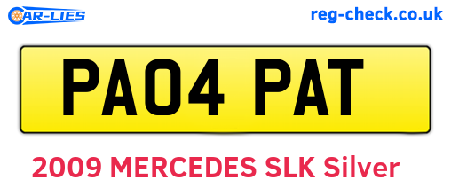 PA04PAT are the vehicle registration plates.