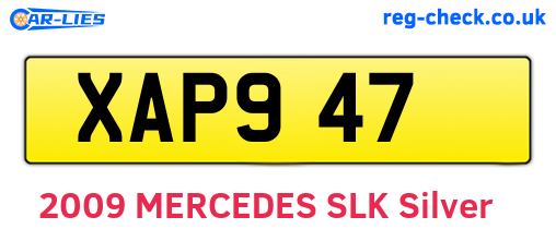 XAP947 are the vehicle registration plates.