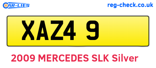 XAZ49 are the vehicle registration plates.