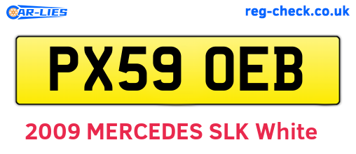 PX59OEB are the vehicle registration plates.