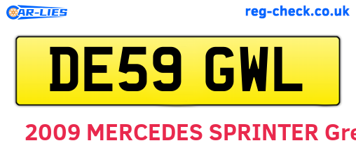DE59GWL are the vehicle registration plates.