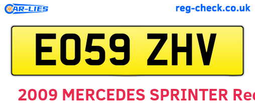 EO59ZHV are the vehicle registration plates.