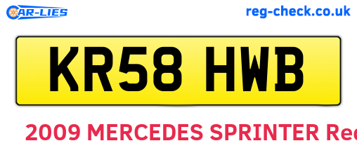 KR58HWB are the vehicle registration plates.