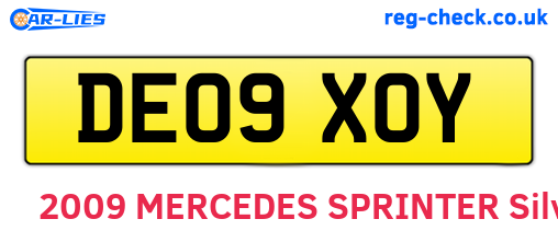 DE09XOY are the vehicle registration plates.