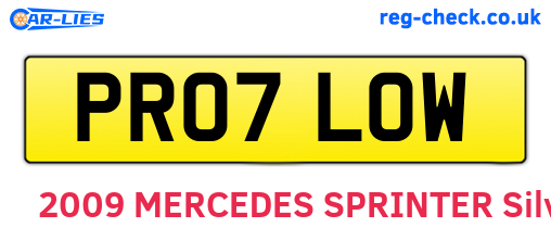 PR07LOW are the vehicle registration plates.