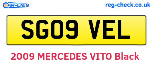 SG09VEL are the vehicle registration plates.