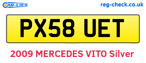 PX58UET are the vehicle registration plates.