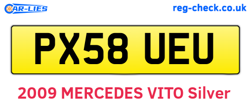 PX58UEU are the vehicle registration plates.