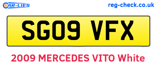 SG09VFX are the vehicle registration plates.