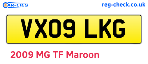 VX09LKG are the vehicle registration plates.