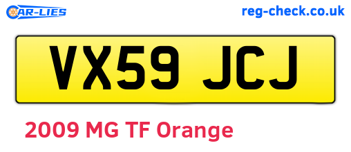 VX59JCJ are the vehicle registration plates.