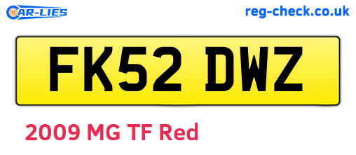 FK52DWZ are the vehicle registration plates.