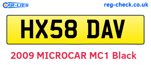 HX58DAV are the vehicle registration plates.