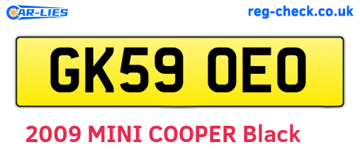 GK59OEO are the vehicle registration plates.