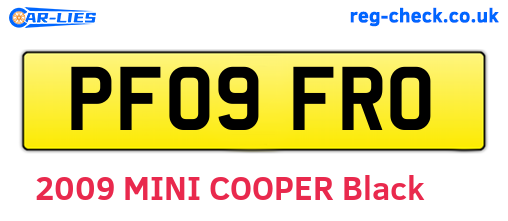 PF09FRO are the vehicle registration plates.