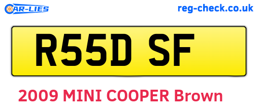 R55DSF are the vehicle registration plates.