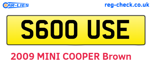 S600USE are the vehicle registration plates.