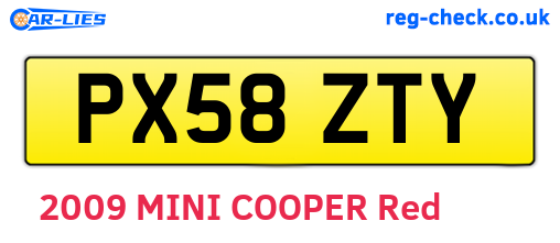 PX58ZTY are the vehicle registration plates.