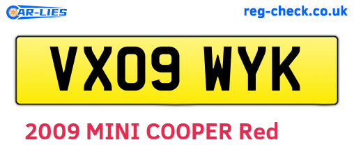 VX09WYK are the vehicle registration plates.