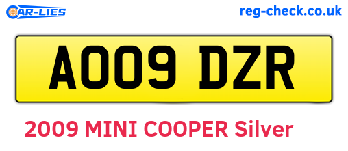 AO09DZR are the vehicle registration plates.