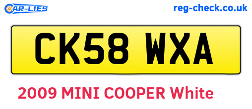 CK58WXA are the vehicle registration plates.