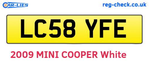 LC58YFE are the vehicle registration plates.