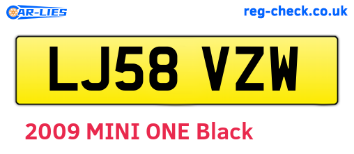 LJ58VZW are the vehicle registration plates.