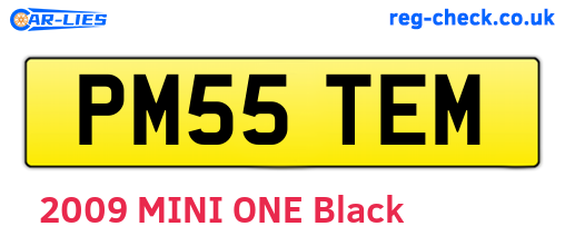 PM55TEM are the vehicle registration plates.