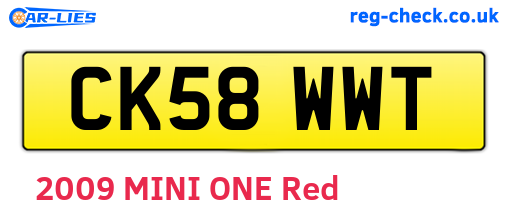 CK58WWT are the vehicle registration plates.