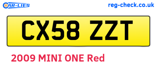 CX58ZZT are the vehicle registration plates.