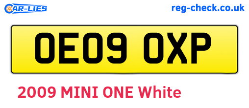 OE09OXP are the vehicle registration plates.