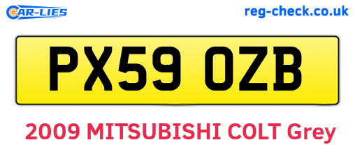 PX59OZB are the vehicle registration plates.