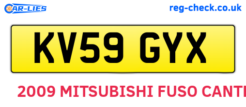 KV59GYX are the vehicle registration plates.