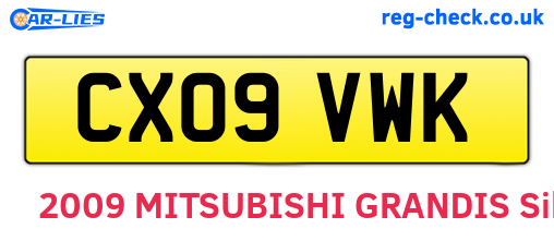CX09VWK are the vehicle registration plates.
