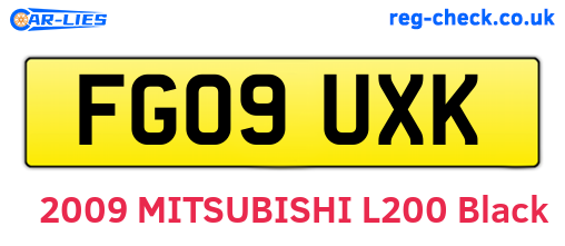FG09UXK are the vehicle registration plates.