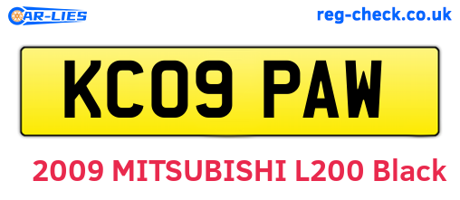 KC09PAW are the vehicle registration plates.