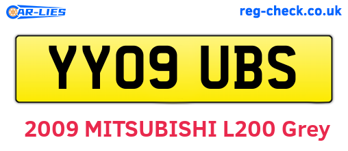 YY09UBS are the vehicle registration plates.