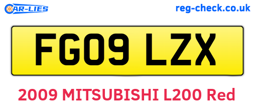 FG09LZX are the vehicle registration plates.