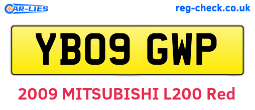 YB09GWP are the vehicle registration plates.